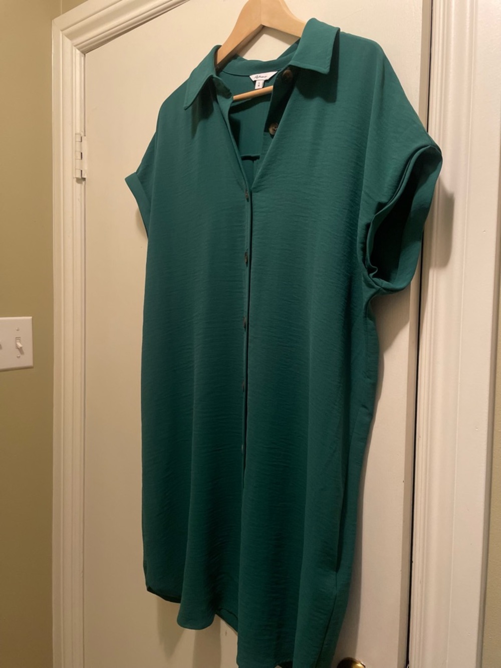Reitmans Teal Button-Front Tunic Dress, Size Large
